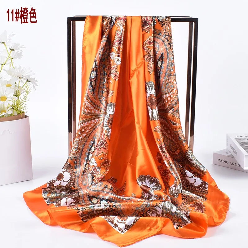 Spring New Versatile Cashew 90 Big Square Scarf Silk Scarf Wholesale Classic Vintage Print Scarf