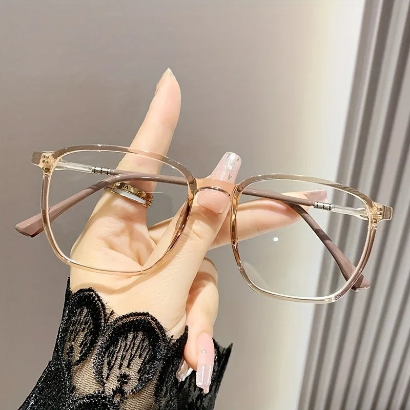 2 Pairs of Square Frame Non-Prescription Glasses Ultra-Light Full Frame PC Frames PC Non-Diopter Lenses Ideal Gift for Friend