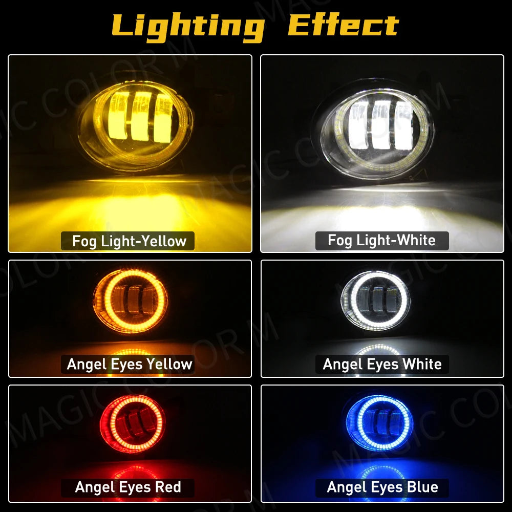 2 X Angel Eye Fog Light Assembly For Nissan X-Trail Rogue T32 2014 2015 2016 Car LED Lens Fog Daytime Running Lamp DRL H11 12V