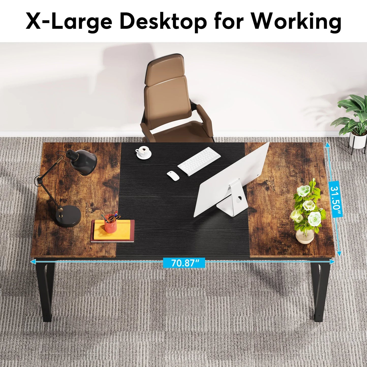 Modern Large Office Desk - Computer Workstation Table for Home & Study Use