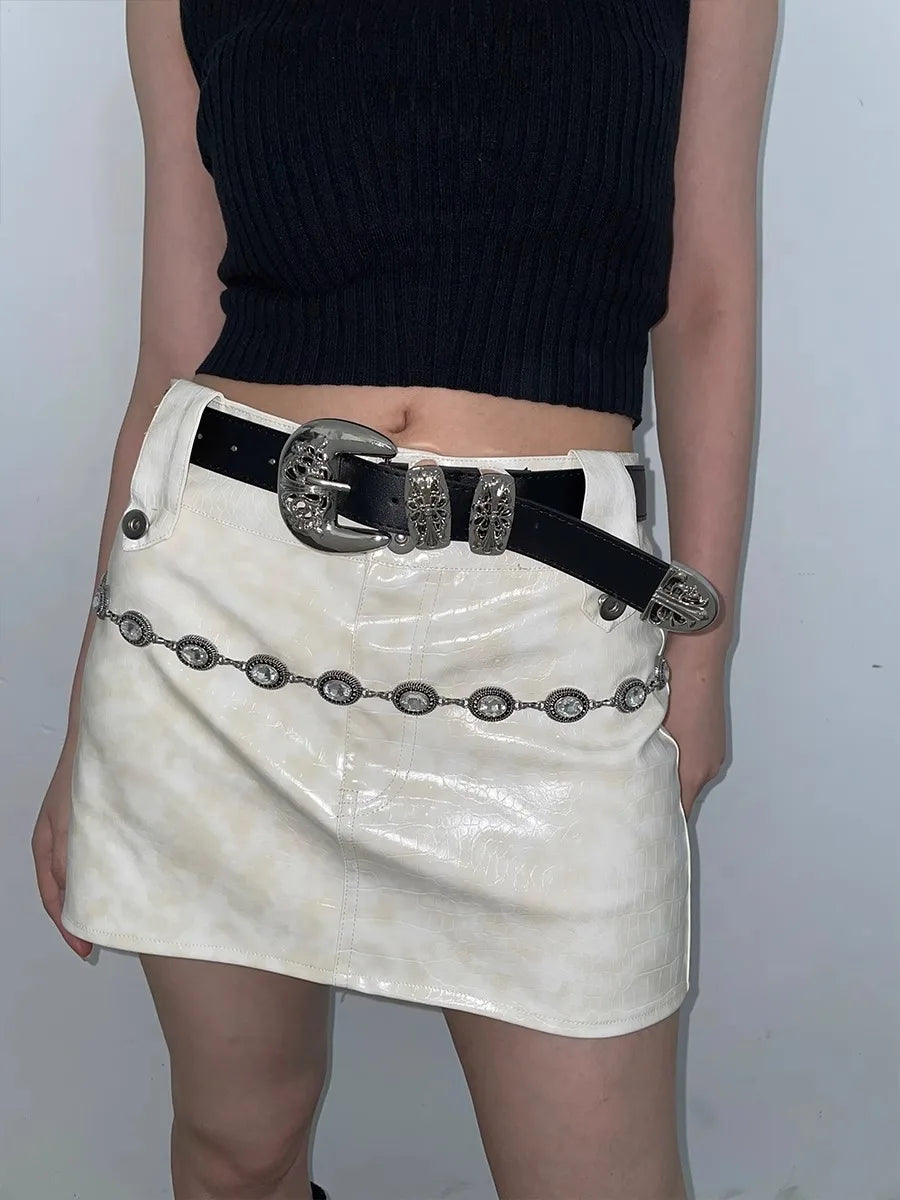 N-Style Retro Y2K Niche Belt Lady Fashionable With Pants Decoration Jeans Belt Width Belt Design Feeling Black
