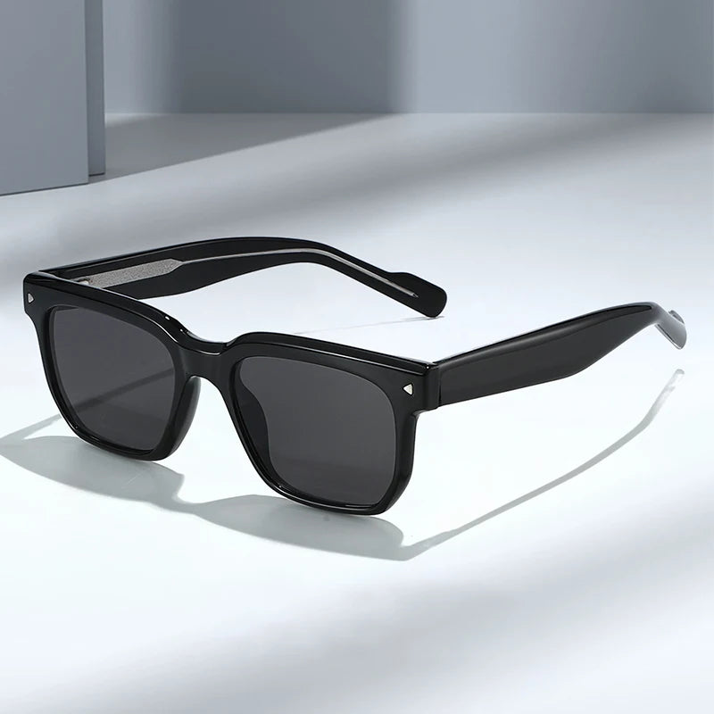 JNPCXI New Square Women Sunglasses Shades UV400 Fashion Clear Lens Frame Retro Rivet Men Sun Glasses