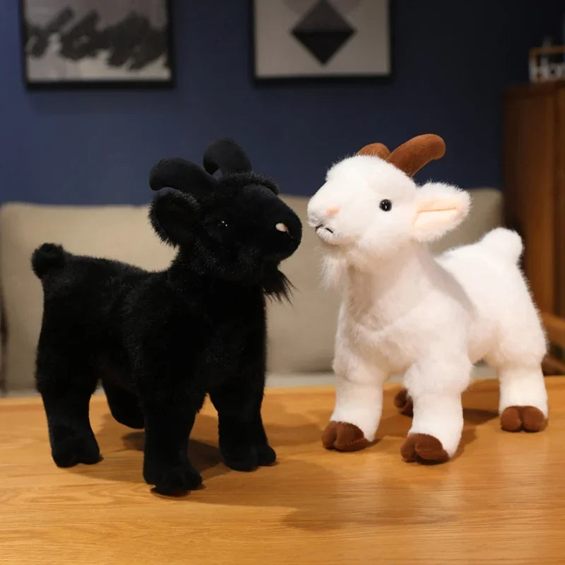 New Goat Plush Toys White Black Sheep Doll Simulation Goat Plushie Toys Stuffed Animals Sheep Doll Home Decor Kids Toys ﻿