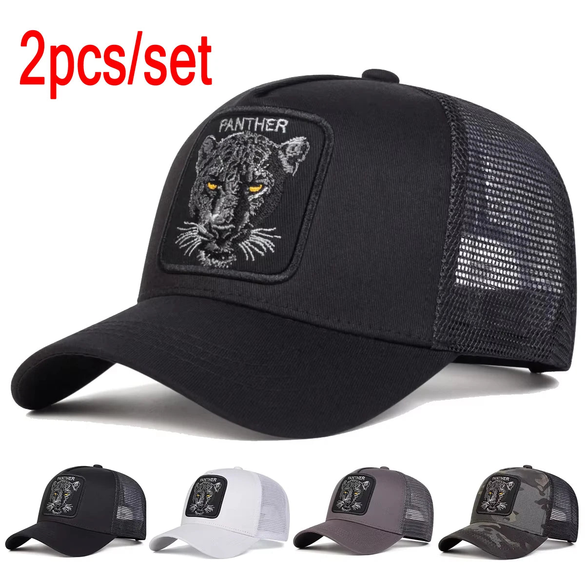 Unisex PANTHER Embroidery Baseball Net Caps Spring Outdoor Adjustabl Casual Hats