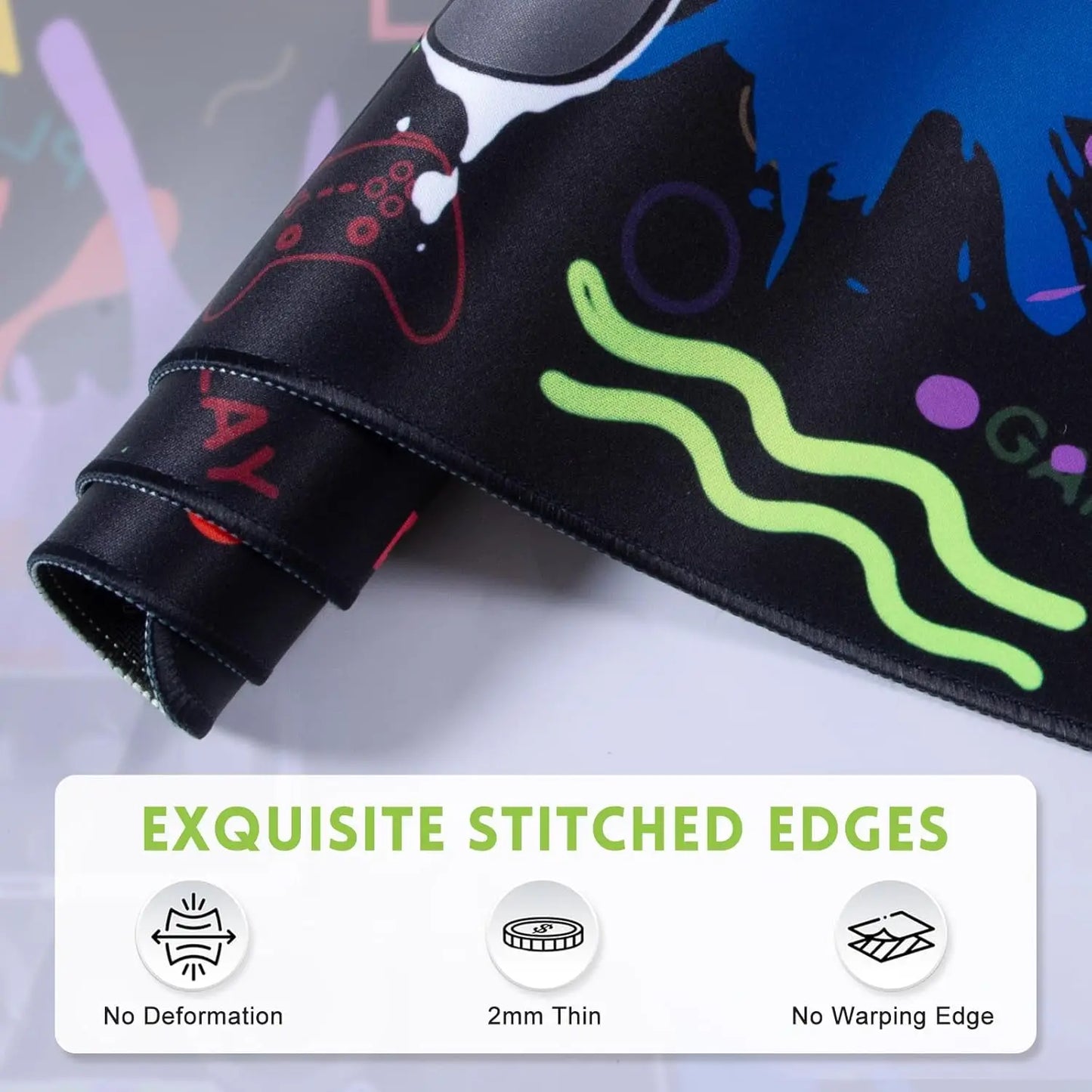 Mouse Pad, Desk Cover Mat, Full Desk Large Mousepad, Anti-Slip Smooth Surface XXL Computer Pad with Stitched Edges for Desktop