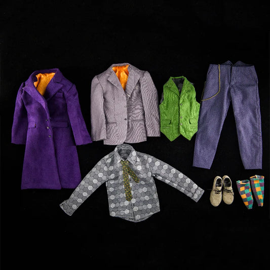 1/6 Joker Heath Ledger Purple Coat Suit Clown Costume Set Model Fit 12'' Soldier