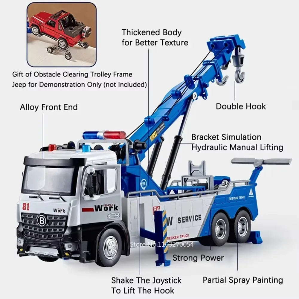1:18 Alloy Electric City Sanitation Vehicle Hook Truck Toys Car Diecast Model Front End Doors Opened Sound Light Children's Gift