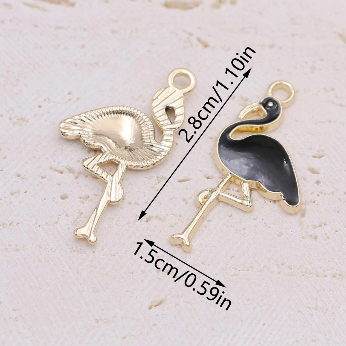 10Pcs Gold Plated Enamel Flamingo Charms Pendant for Jewelry Making Earrings Bracelet Necklace Accessories DIY Findings