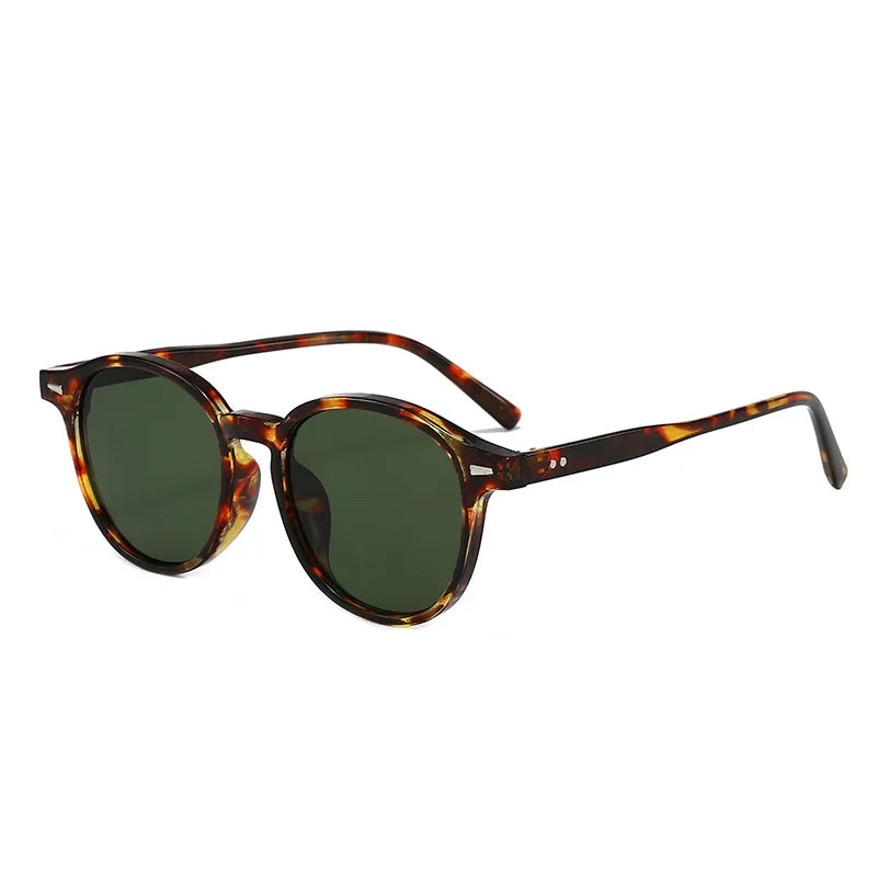 JNPCXI Vintage Round Rivets Punk Sunglasses Women Leopard Blue Shades UV400 Fashion Clear Ocean Lens Men Sun Glasses