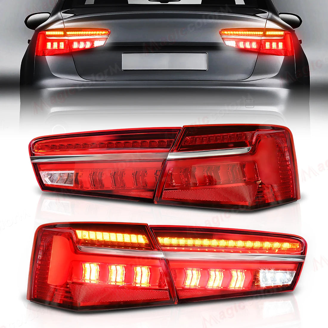 Tail Lamps For Audi A6 C7 2012 2013 2014 2015 Rear Brake Parking Reverse Turn Signal Running Light Left/Right Car LED Taillights