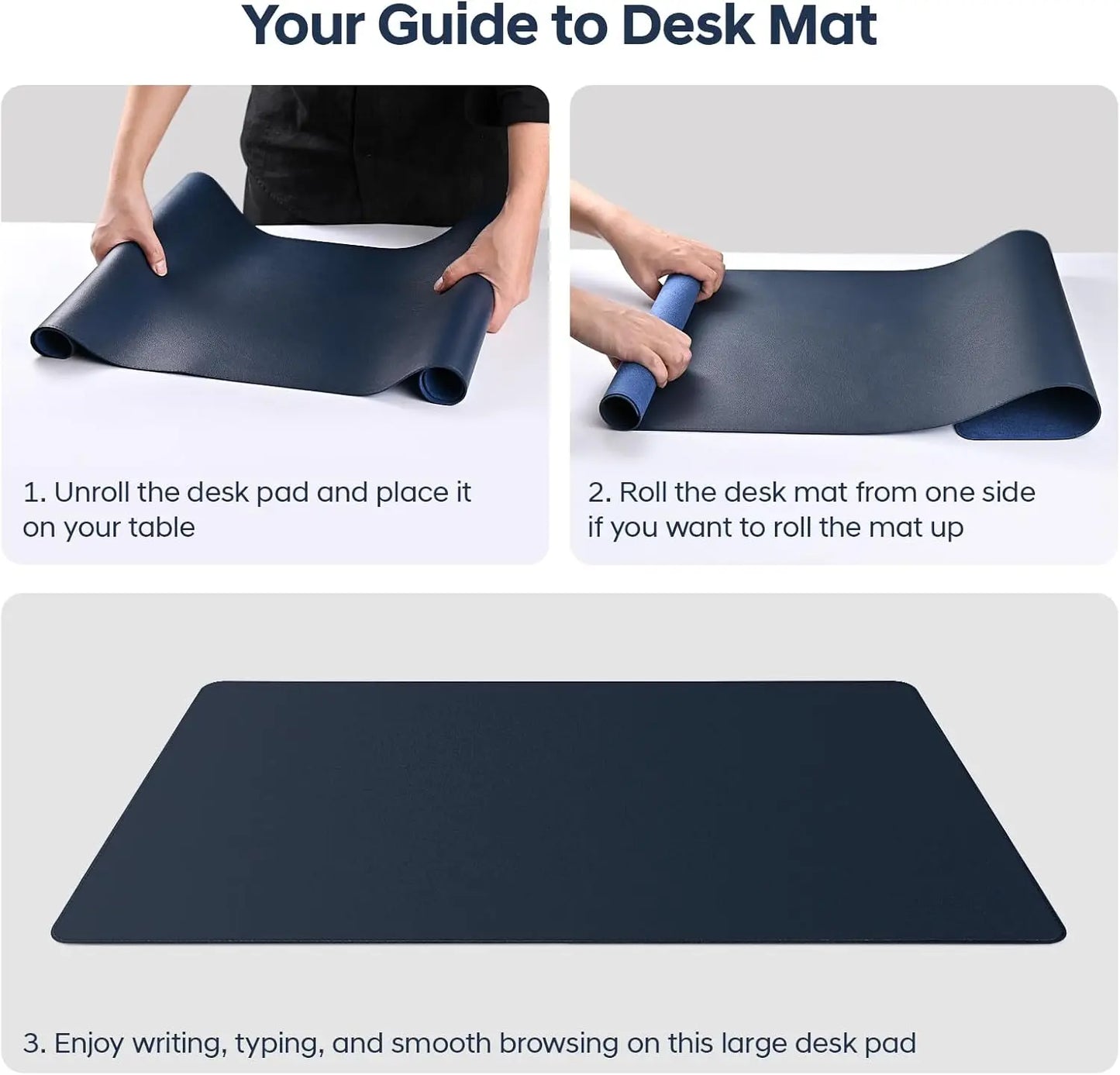Mouse Pad Large ,PU Desk Pad , Office Desk Mat, Non-Slip PU Leather Desk Blotter, Computer Desk Pad for Office and School