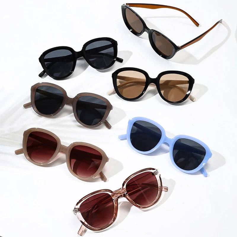 JNPCXI Retro Cat Eye Women Sunglasses Shades UV400 Fashion Brown Tea Trending Rivets Punk Men Sun Glasses