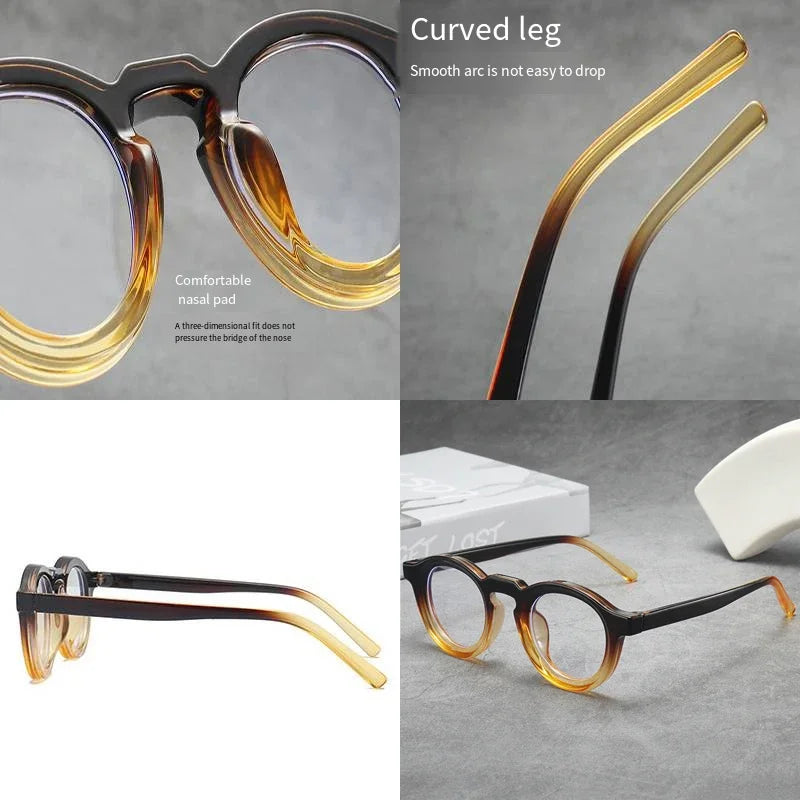JNPCXI Classic Retro Glasses Frame Men Women Ultralight Round Small Frame Anti Blue Light Transparent Lens Eyeglasses