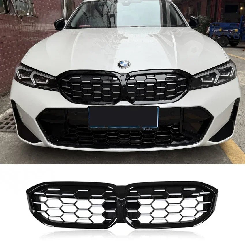 For BMW 3 Series G20 G21 2022-2025 330i 320d M340i Front Kidney Double Slat Diamond Grille Grill Center Grid Mesh Tuning Part