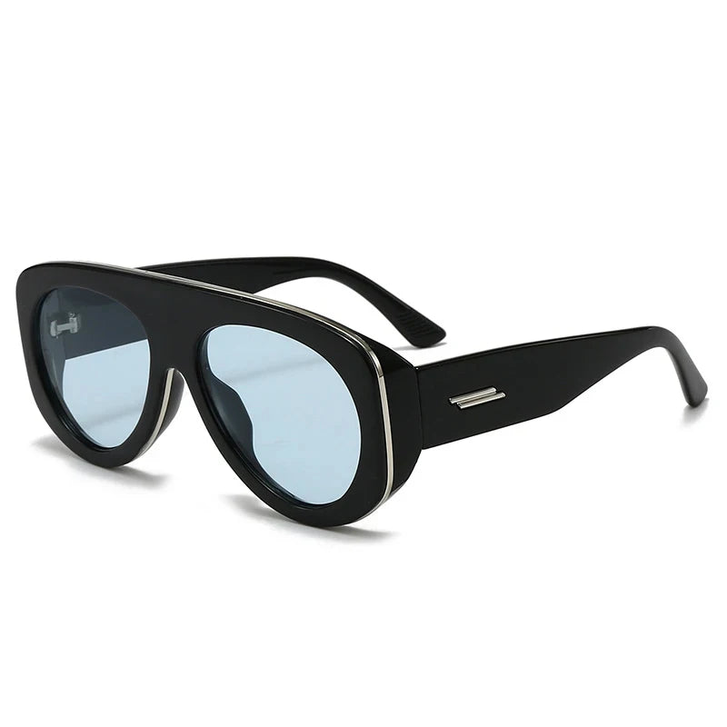 JNPCXI New Oversized Oval Pilot Sunglasses Women Big Luxury Brand Retro Y2K Punk Mirror Sun Glasses for Ladies Shades UV400