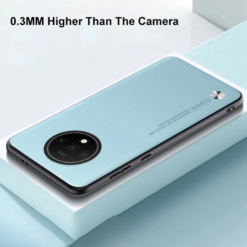 Luxury PU Leather Case For OnePlus 7T Back Cover Matte Silicone Protection Phone