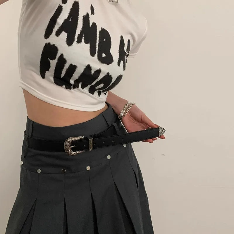 N Retro Brown Belt Ladies 2024 New Millennium SPICE girl Belt Jeans Accessories