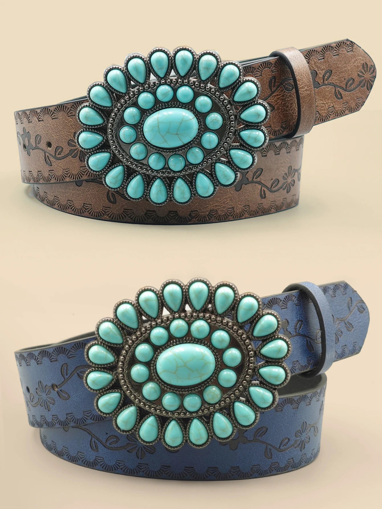 Retro Court Style Imitation Gemstone Inlaid Women's Wide Belt, Western Denim Style, Niche Women's Belt