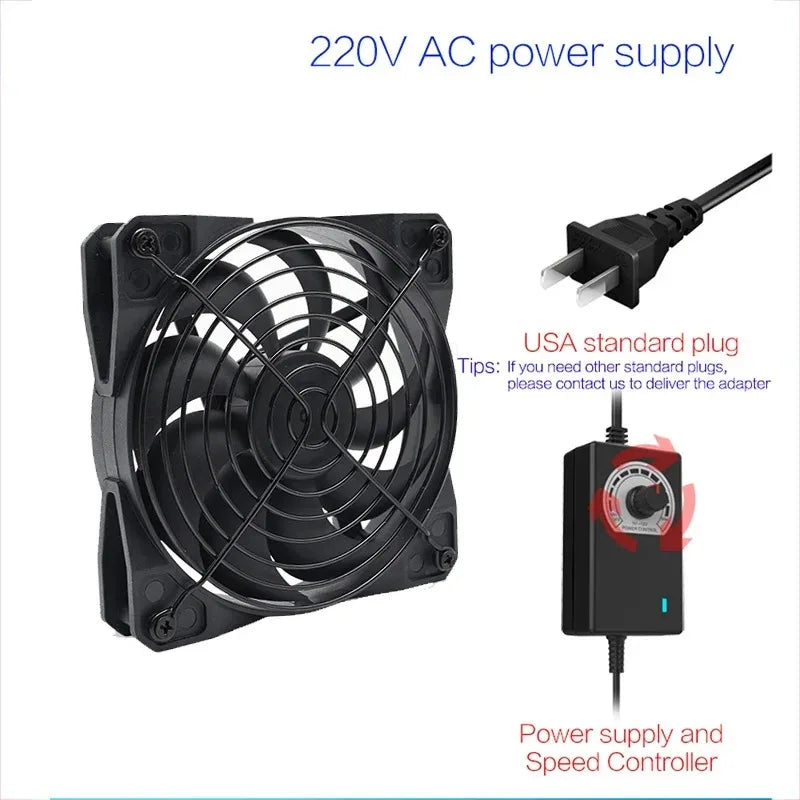 EU Plug 120mm 3000RPM Cooling Fan 12V/220V Mining, Server, Cabinet, Workstation