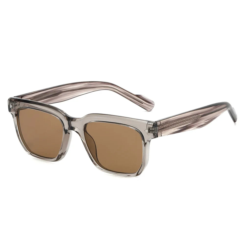 JNPCXI New Square Women Sunglasses Shades UV400 Fashion Clear Lens Frame Retro Rivet Men Sun Glasses