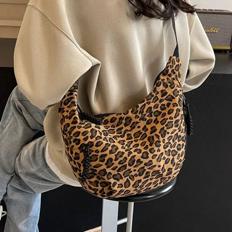 Leopard Print Crossbody Bags for Women Corduroy Casual Shoulder Tote Bags Ladies Sac A Main Femme Designer Luxury Handbags 2026