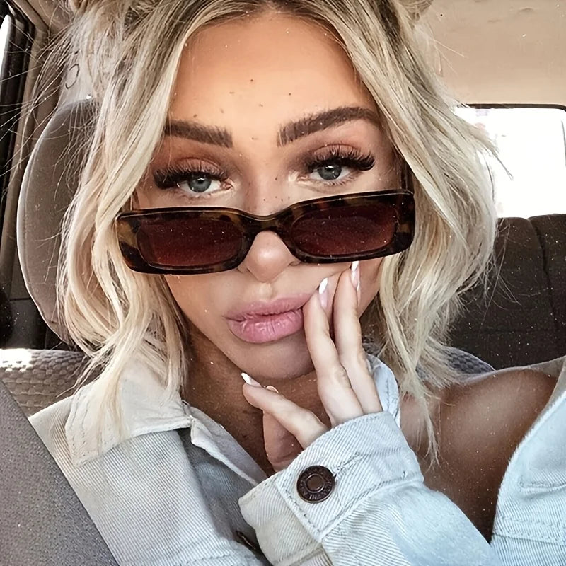 14 Piece Set of Retro Checkered Pattern Unisex Square Glasses Retro Driving Anti Glare Glasses, Suitable for Both Men and Women