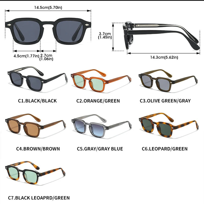 JNPCXI New TR90 Square Candy Color Women Sunglasses Retro Rivets Men Trending Tea Sun Glasses Shades UV400
