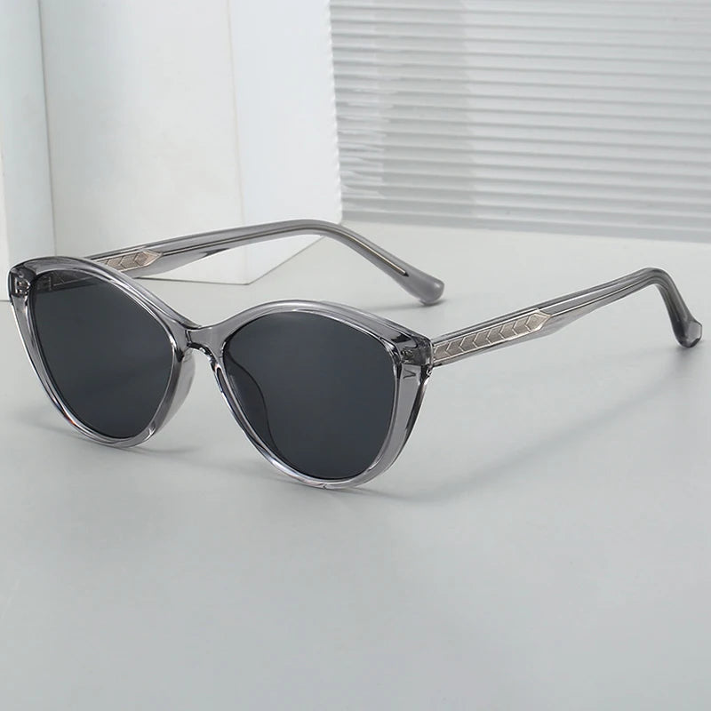 JNPCXI New TR90 Cat Eye Men Sunglasses Shades UV400 Fashion Green Oval Lens Women Punk Sun Glasses