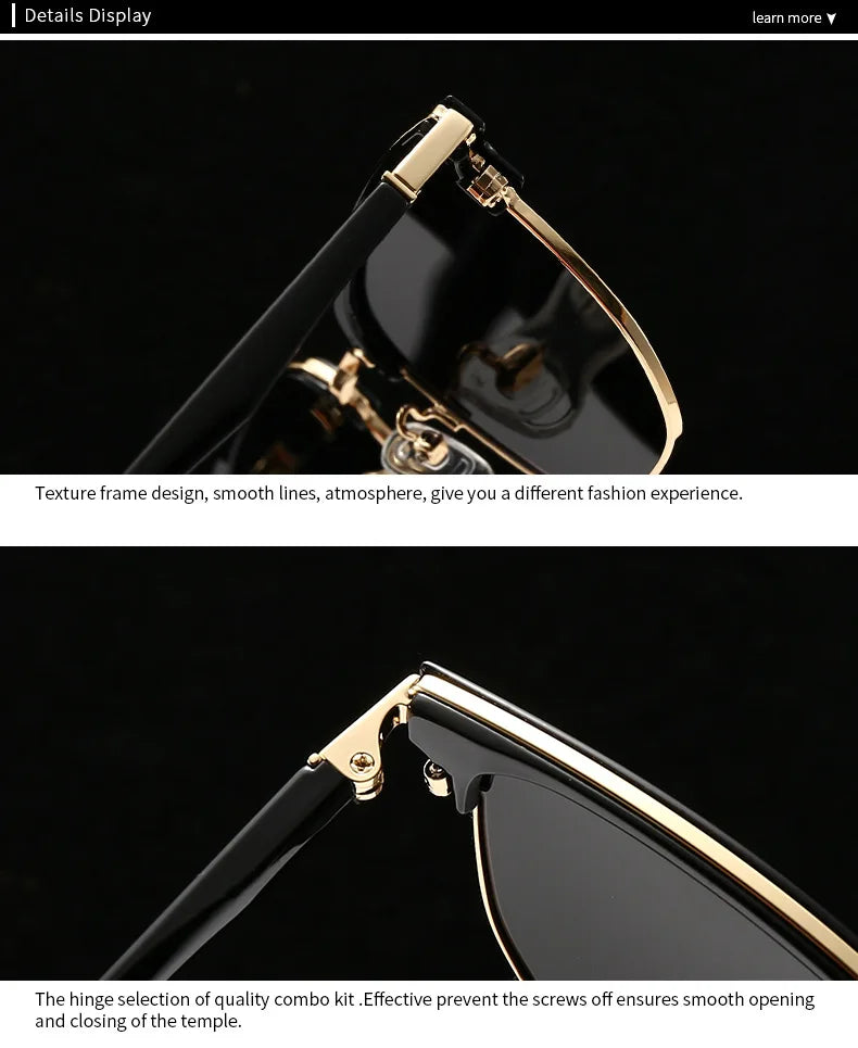 JNPCXI New Polarized Square Metal Men Luxury Sunglasses Fashion Gradient Women Shades UV400 Clear Lens Frame