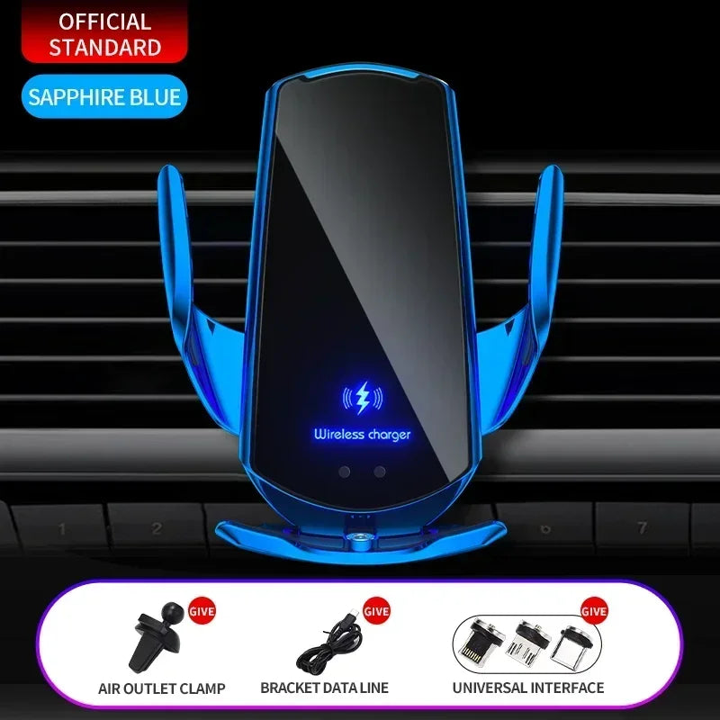 15W Car Magnetic Wireless Charger Automatic Car Mount Phone Holder For iPhone Samsung Infrared Induction Fast Charging
