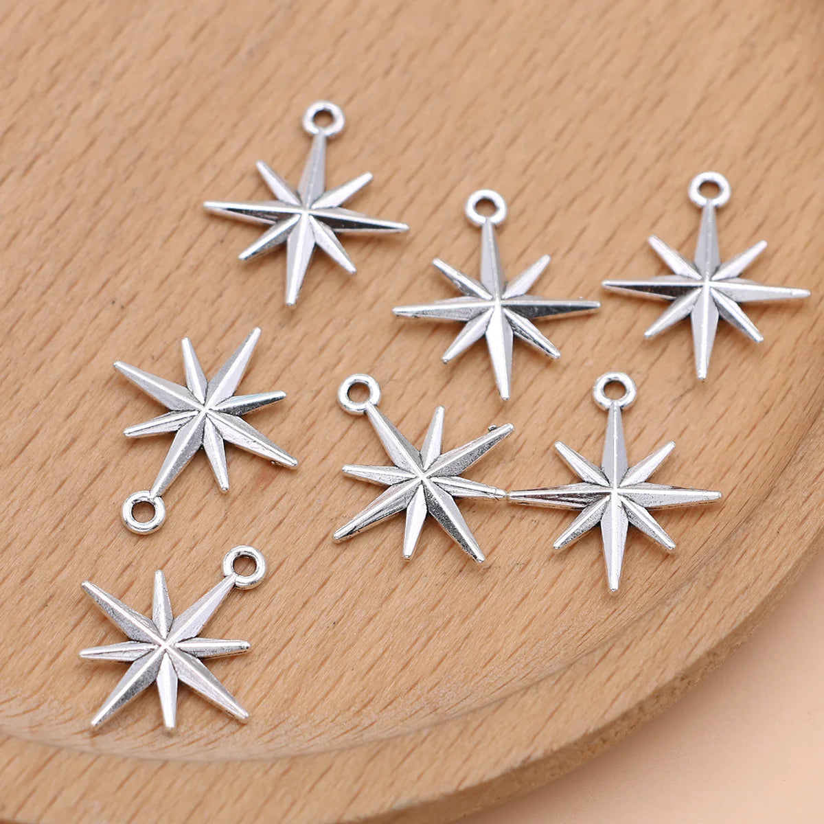 15Pcs Silver Plated Star Charm Pendant for Jewelry Making Bracelet Earrings Necklace Accessories DIY