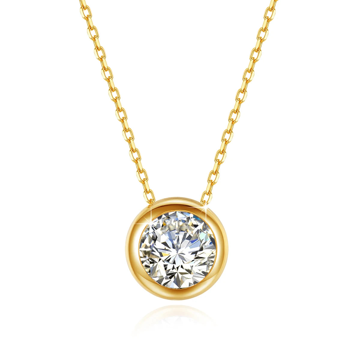 100% Real 18k Gold Necklace with Moissanite 0.5ct D Color VVS1 Certificated