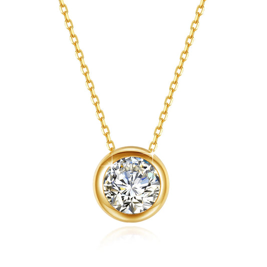 100% Real 18k Gold Necklace with Moissanite 0.5ct D Color VVS1 Certificated