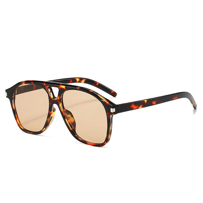 JNPCXI Ins Popular Fashion Double Bridges Pilot Sunglasses Women Retro Clear Ocean Lens Shades UV400 Men Trending Sun Glasses