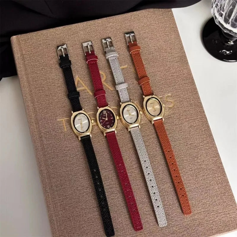 Hot Sale Luxury Women Small Oval Dial Watch Leather Strap Fashion Ladies Quartz Wristwatches Dropshipping Reloj Mujer Gifts