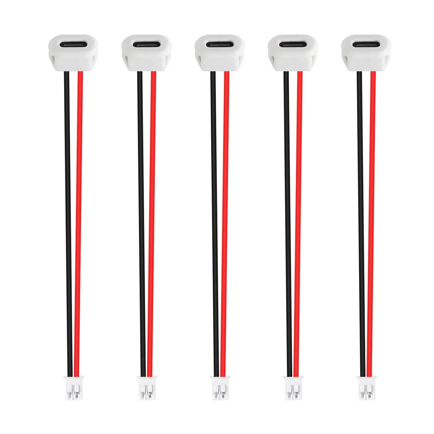 5pcs Type-C Female Chassis Waterproof 2P Wire Type USB C Pigtail Cable Extension Power Cable USB-C Plug to 2 Pin Bare Wire Open