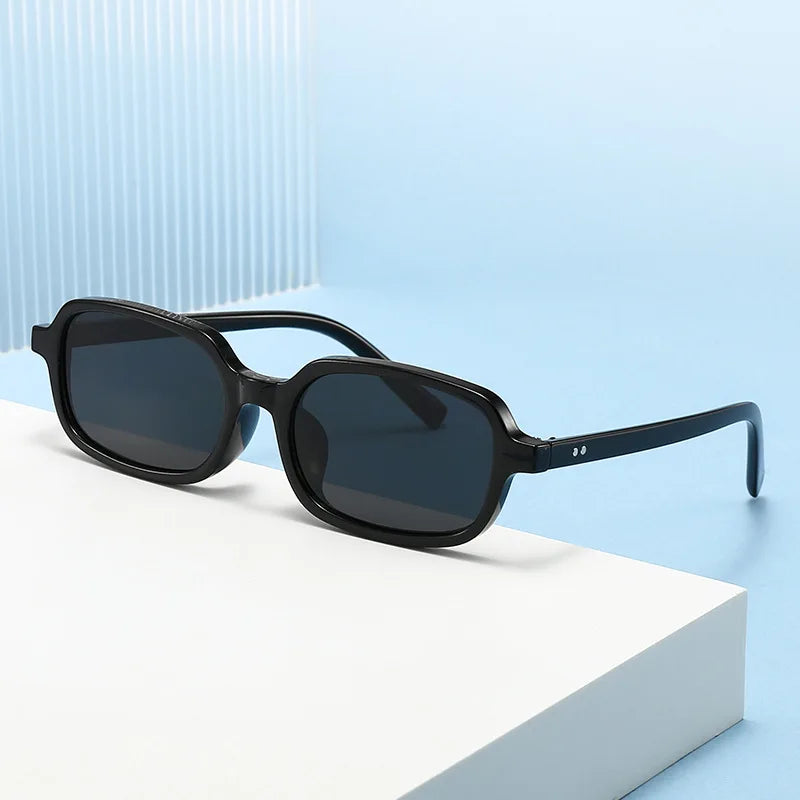 JNPCXI New Small Rectangle Sunglasses Women Fashion Leopard Champagne Color Shades UV400 Retro Men Trending Rivets Sun Glasses