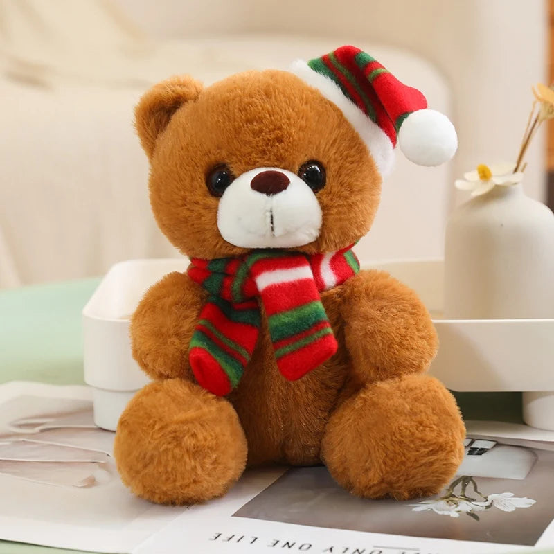 Lovely Cartoon Christmas Scarf Bear Penguin Soft Stuffed Elk Teddy Bear Doll Plush Toy Decoration Girl Boy Kids Christmas Gift