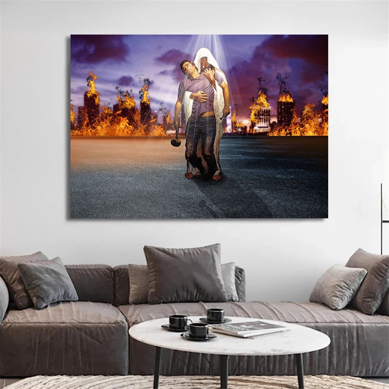 Jesus Lion Christian Hand of God Canvas Paint Religious Posters Wall Art 27