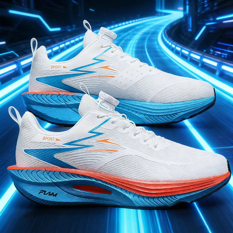 Men Marathon Running Shoes Sports Carbon Board Air Cushion Breathable Lightweight Women's Comfortable Athletic Nonskid Sneakers