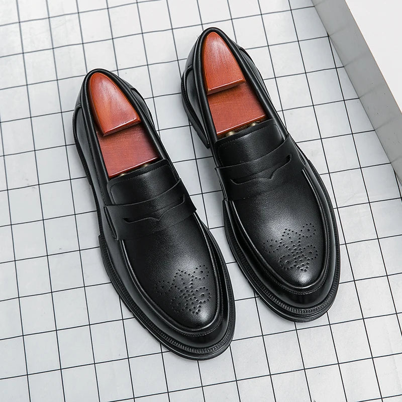 Men's Dress Shoes Retro Casual Business Leather Shoes Men Office Loafers Formal Social Brogues Wedding Leather Shoes For Men