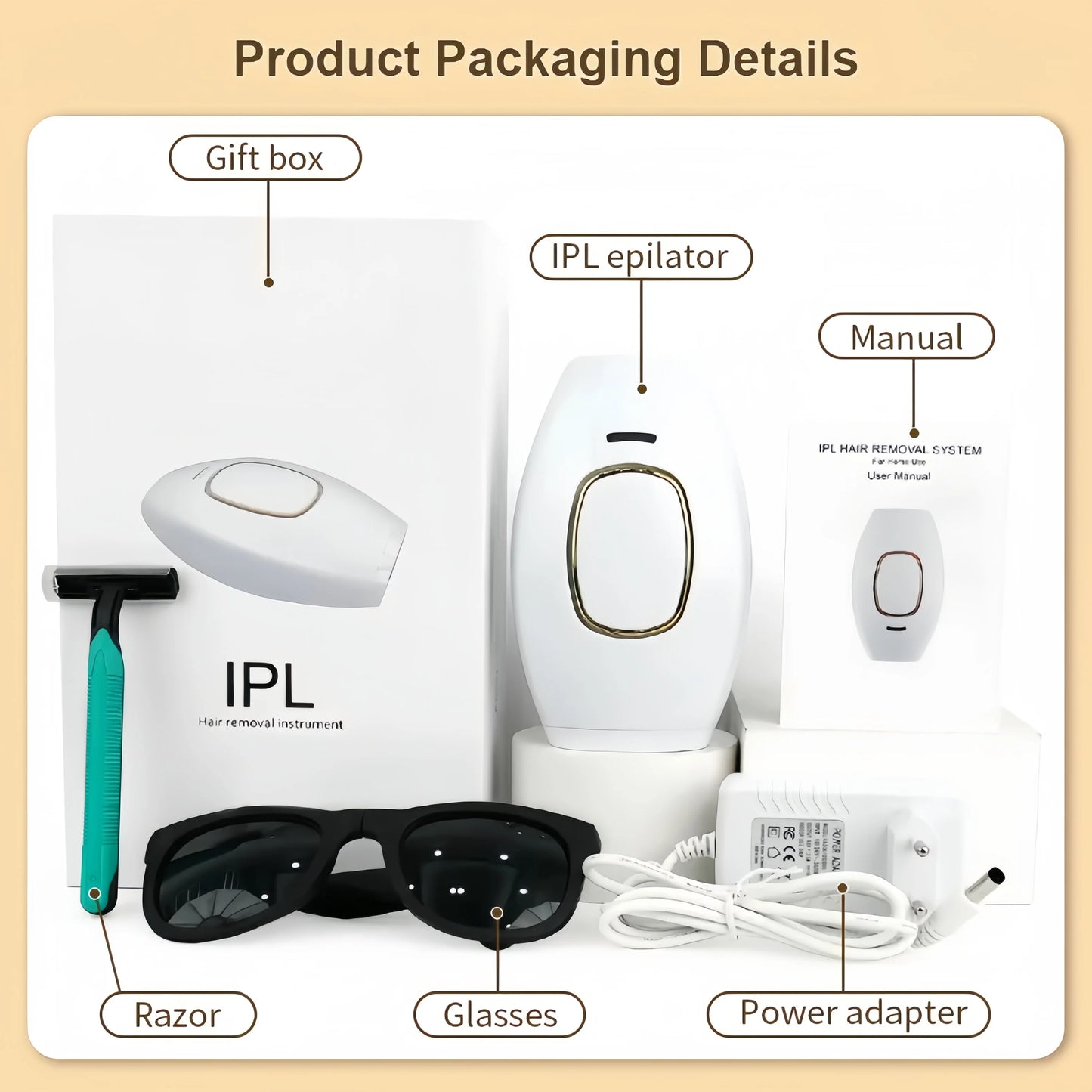 Swoson Pro Permanent Laser Depilator Body Bikini IPL Hair Removal Handset Tools