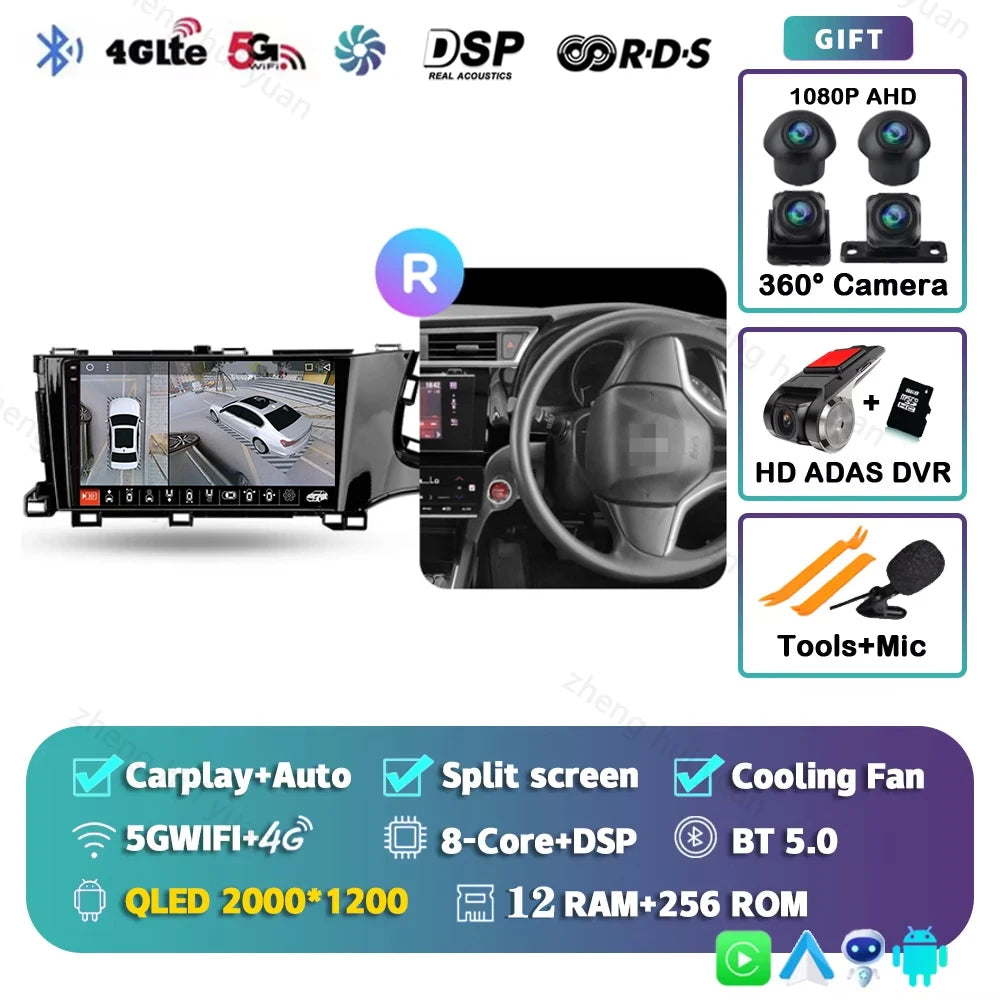 For Honda Shuttle 2 2015 - 2020 Android 15 12+256GB CarPlay Auto Car Radio Multimedia Video Player GPS stereo Head Unit 4G WIFI