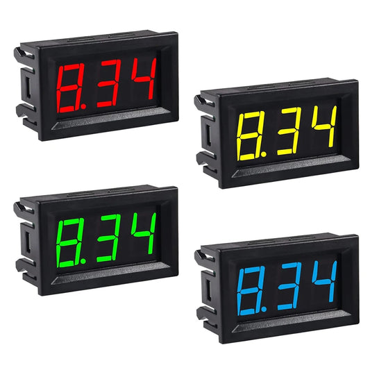 Digital Voltage Display 4Pack 0.56" Two-Wire DC 3V-30V Green LED Voltmeter Waterproof Display Voltage Tester Meter