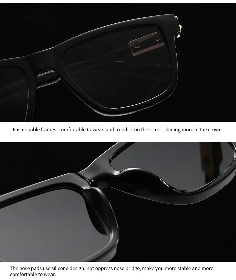 JNPCXI New Square Men Luxury Sunglasses Fashion Gray Gradient Women Shades UV400 Clear Lens Frame