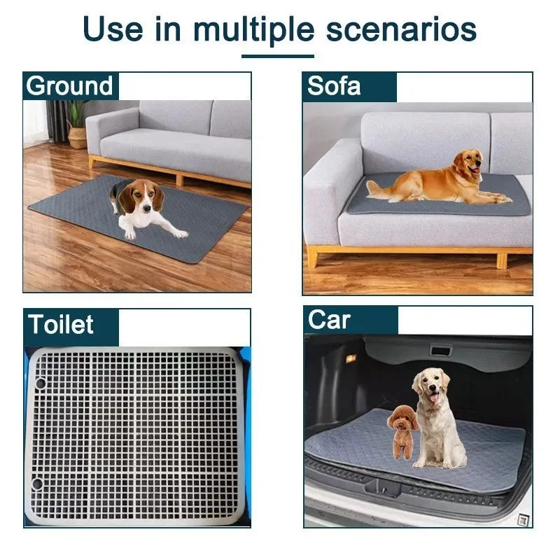 Gray Pet Pee Pad, Reusable Dog & Cat Mat, Absorbent Sofa/Car Seat Protector