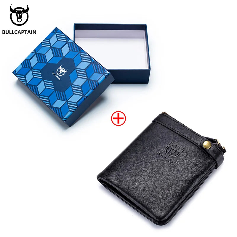 BULLCAPTAIN2022 Vertical Men's Leather Coin Purse High Quality Zipper Organizer RFID Function ID Holder Men's Wallet 058 S
