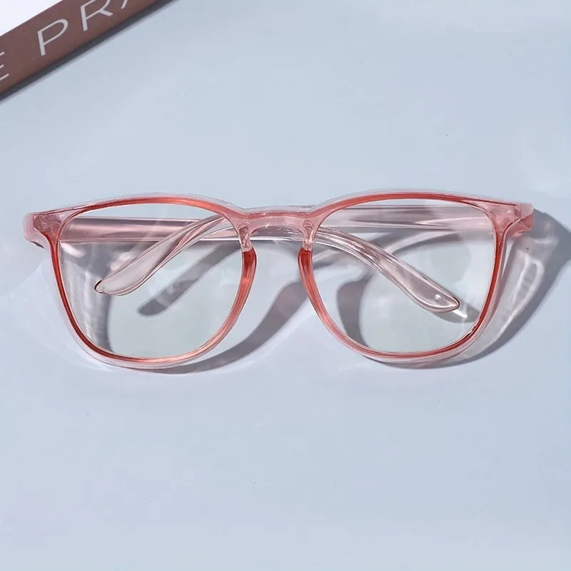 2pcs Fashionable Pink Transparent Box Women's Glasses, Full Frame Design, Transparent Lenses, Daily Casual Style