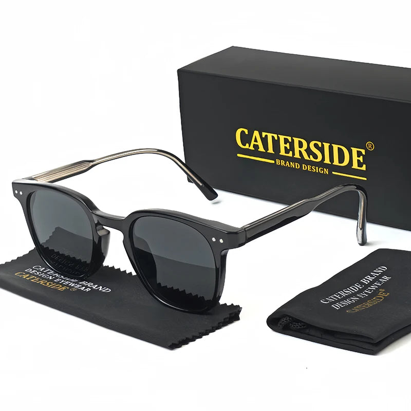 CATERSIDE Round Retro Sunglasses Men's Punk Fashion Brand Design Sun Glasses Women Travel Outdoor UV400 Shades Propionic Temple