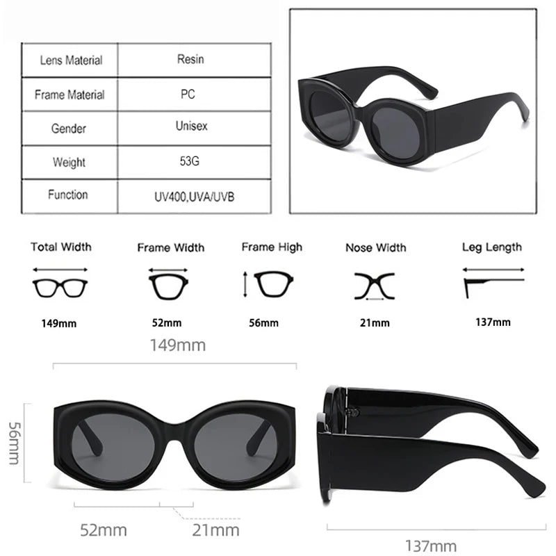 JNPCXI Fashion Oversized Oval Women Sunglasses Retro Jelly Color Orange Leopard Shades UV400 Men Gradient Sun Glasses